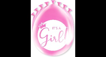 Paperdreams Geboorte Meisje thema Ballonnen - 24x - Roze - Versiering/feestartikelen