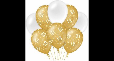 Paperdreams 18 jaar leeftijd thema Ballonnen - 16x - goud/wit - Verjaardag feestartikelen