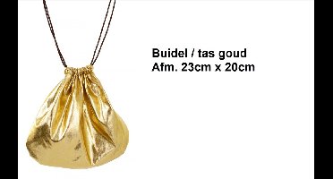 Buidel tas goud 23cm x 20cm - Piraat money carnaval tas buidel thema feest kerst festival verjaardag