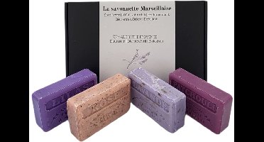 Zeep brievenbuscadeau: Lilas, Rose scrub, Lavendel scrub, Patchouli - moederdag cadeau - moederdagpakketje - cadeau voor vrouw