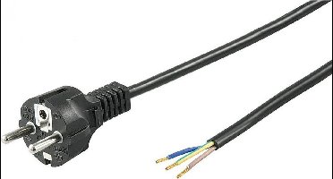 Schuko - Open einde Apparaatsnoer - 3 x 1,5mm2 - 2 meter - Zwart