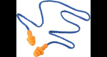 5 Paar Herbruikbare - Oordoppen - Met koord - Blauw - Geel - Geluidsdemping - Gehoorbescherming - Klussen