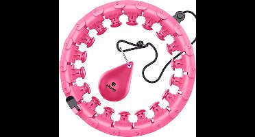 Niceey Fitness Hoelahoep Volwassenen – 24 Schakels - Hoelahoep met gewicht - Fitness hoelahoep – Hoepel - Verstelbaar tot 150cm Omtrek – Thuis Sporten – Roze