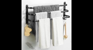 Springos Handdoekrek - Handdoekrek Badkamer - 49 cm - Zwart