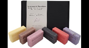 Soap bar cadeauset savon de marseille zeep Mamie, Papa, I love you, Cologne, Lavendel scrub, Musc 6x125 gr.