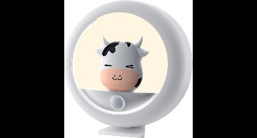 Yuconn Nachtlampje Kinderen - Babykamer Nachtlamp - Automatisch Bewegingssensor - Dimbaar - Oplaadbaar en Draadloos - Energiezuinig - Met Magneet en Strip - Koe - Wit - Jongen / Meisje