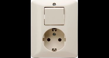 PEHA Standaard - Combinatie - Wisselschakelaar + stopcontact - Randaarde - Crème