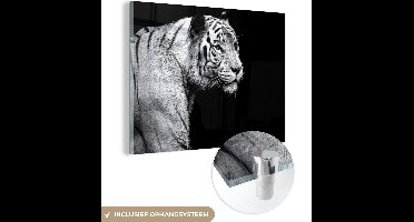 MuchoWow® Glasschilderij 40x30 cm - Schilderij acrylglas - Tijger - Wilde dieren - Licht - Foto op glas - Schilderijen