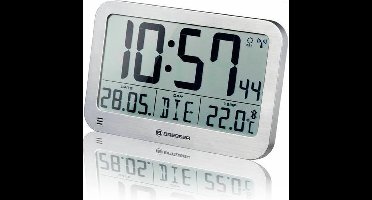 Bresser MyTime Wand- en Tafelklok met LCD-scherm –Zilver – 225x150mm