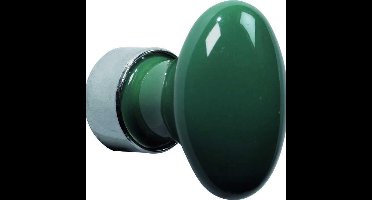 Meubelknop ovaal porselein 33mm glans nikkel/Tirolgroen