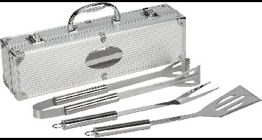 Luxe 3-Delige Stalen Barbecueset - BBQ Tools - Inclusief Aluminium Koffer