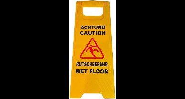 Set van 2x Geel waarschuwingsbord opgepast gladde vloer - 58 cm x 28 cm - Pas op gladde vloer bord - Dweilbord/veiligheidsbord