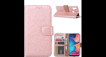 Ntech Hoesje Geschikt Voor Samsung Galaxy A20e Portemonnee Hoesje / Book Case - Rose Goud