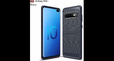 Ntech Soft Brushed TPU Hoesje Geschikt Voor Samsung Galaxy S10+ (Plus) - Donker Blauw