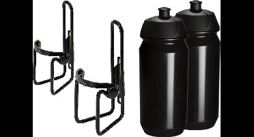 2x Tacx Shiva Bidon - 2x M-wave Bidonhouder - Drinkfles - Drinkbushouder - Drinkbushouder voor Fiets