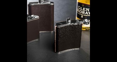 Kikkerland Leren Heupfles - 200 ml - Drinkfles - Outdoor