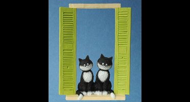 Albert - Dubout - les chats - in - venster - raam - poezen - beeldje
