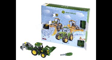 Klein Toys John Deere adventskalender - 24 deuren - bouwset 6215 R trekker - groen geel