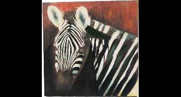 PIA Soft Toys - Zebra schilderij vierkant - 38 cm x 38 cm