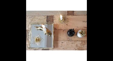 Housevitamin goud metalen dienblad met spiegelbodem - vierkant - 26x26x7 cm