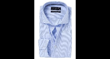 Michaelis slim fit overhemd - mouwlengte 7 - basket-weave - lichtblauw - Strijkvrij - Boordmaat: 40