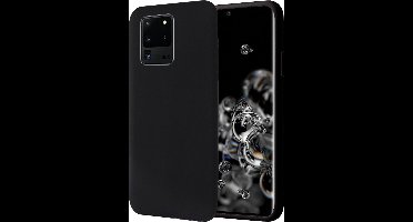 Hoesje geschikt voor Samsung Galaxy S20 Ultra - Matte Back Cover Microvezel Siliconen Case Hoes Zwart