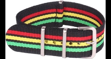 Premium Green Yellow Red - Nato strap 18mm - Stripe - Horlogeband Groen Geel Rood