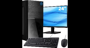 Intel Compleet PC + 24" Monitor + Muis & Toetsenbord | Intel Core i5 | 16 GB DDR4 | 500 GB SSD - NVMe | RTX 3050 | Windows 11 Pro + WiFi & Bluetooth