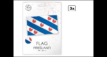 3x Luxe vlag Friesland 90cm x 150cm - - vlag verpakt in luxe verpakking - Landen festival thema feest fun verjaardag