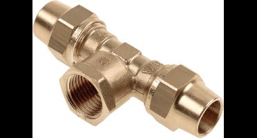 Knelfitting BELGAS - T-koppeling - Binnendraad - 15 x 1/2 x 15mm - 2x knel 1x binnendraad