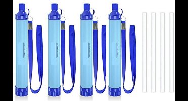 Buiten Waterfilter Survival - Set van 4 - Waterzuiveringsapparaat - Waterfles met Waterfiltersysteem voor Outdoor en Noodpakket Thuis - Zuiver Drinkwater - 6000L Totaal