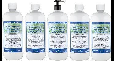 Bodylotion Rozemarijn & Eucalyptus 1 Liter - met gratis pomp - set van 5 stuks - Voordeelverpakking