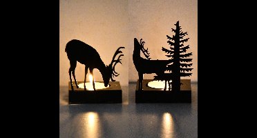 Boraboi ® Moderne Metalen Elandvormige Theelichthouders voor Tafeldecoratie - Set van 2