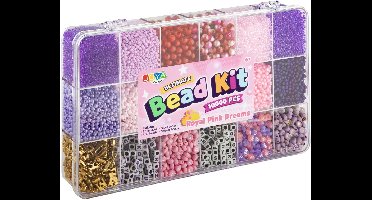 Luxe Armbandjes maken Meisjes Kralenset 10.000pcs - Royal Pink Dreams - ABC Beads, Glass Beads en Elastiek - Opbergdoos 27x16x4cm - Joya Creative