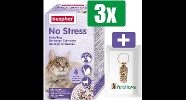 Beaphar No Stress Navulling Kat 30 ML - 3 Stuks - Inclusief PetsHome Goudkleurige Adreskoker