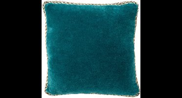 Dutch Decor MANOE - sierkussen 45x45 cm - effen kleur - jute rand - Deep Lake - blauw - Inclusief binnenkussen - Luxe kussens voor woonkamer & bank