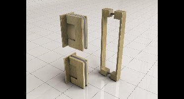 Sanifun Scharnierset met deurgreep Lego geborsteld messing