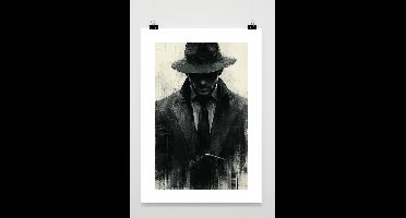 Detective Poster - Mensen Posters - Zwart Wit - Passe-Partouts Effect - Wanddecoratie Woonkamer - 180 gram papier - BS5691AZ - Formaat 50 x 70cm