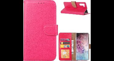 Ntech Hoesje Geschikt Voor Samsung Galaxy Note 10 Portemonnee / Booktype hoesje - Pink/Roze
