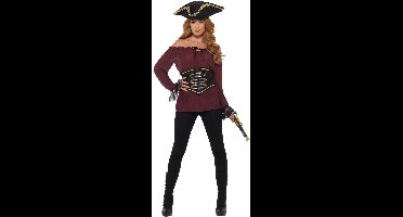 Smiffys - Deluxe Pirate Shirt Kostuum Blouse - L - Rood