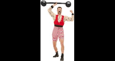 Smiffys - Deluxe Strongman Kostuum - M - Rood/Wit