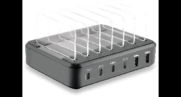 YUCONN Oplaadstation Snellader- 6 Poorten - Familie Oplaadstation Smartphones/Tablet - Charging Station USB Snellader - Lader voor Thuis en Kantoor