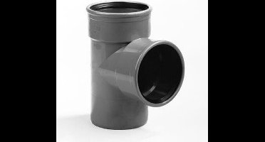 Dyka T-stuk met 2x mof en 1x spie 90° manchetverbinding klasse 41 PVC grijs keurmerk BRL52100/BRL52200 125 x 125mm
