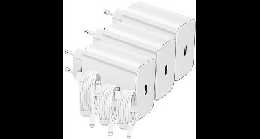 USB C Snellader 45W + Kabel 3M - 3 Pack - Oplader - Fast Charger USB-C-Adapter - Wit