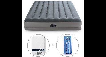 Intex Prestige Mid-Rise luchtbed | Tweepersoons | 203 x 152 x 30 cm | Inclusief reparatiekit + hoeslaken