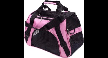 S&E Draagbare Huisdierentas – Comfortabele Crossbody Reistas voor Katten & Kleine Honden – Ideaal voor Reizen & Wandelen - 47 x 23 x 30 cm - Roze