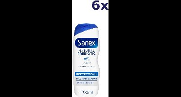 6x Sanex 700ml shower natural prebiotic protection douchegel