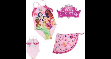 Disney Princess Zwemset - Badpak + Sarong - Sneeuwwitje - Tiana - Rapunzel - Moana - Maat 110/116