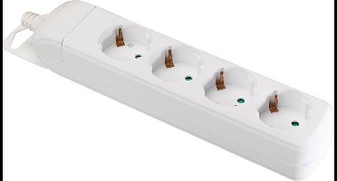 Nedis Stekkerdoos - Randaarde stekker / Type F (CEE 7/7) - 4-wegs - 3680 W - 16 A - Soort aarding: Zijcontacten - 230 V AC 50/60 Hz - Hoek van stopcontact: 45 ° - Geen Kabel Inbegrepen - Wit