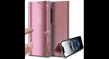 Hoesje geschikt voor iPhone 16e - Spiegel Book Case Rosegoud